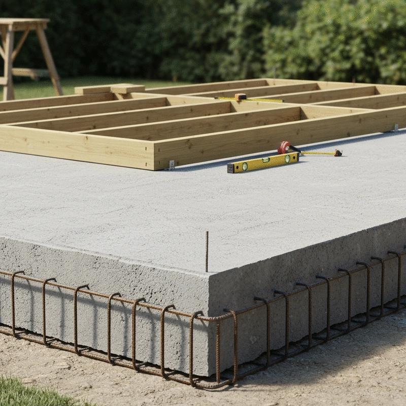 concrete slab support for deck