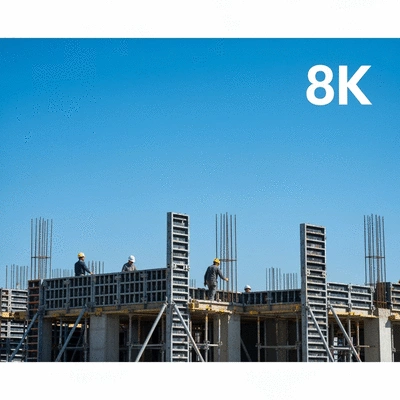 Modern high-rise construction site with aluminum formwork