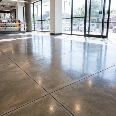Decorative concrete surface in a commercial retail space
